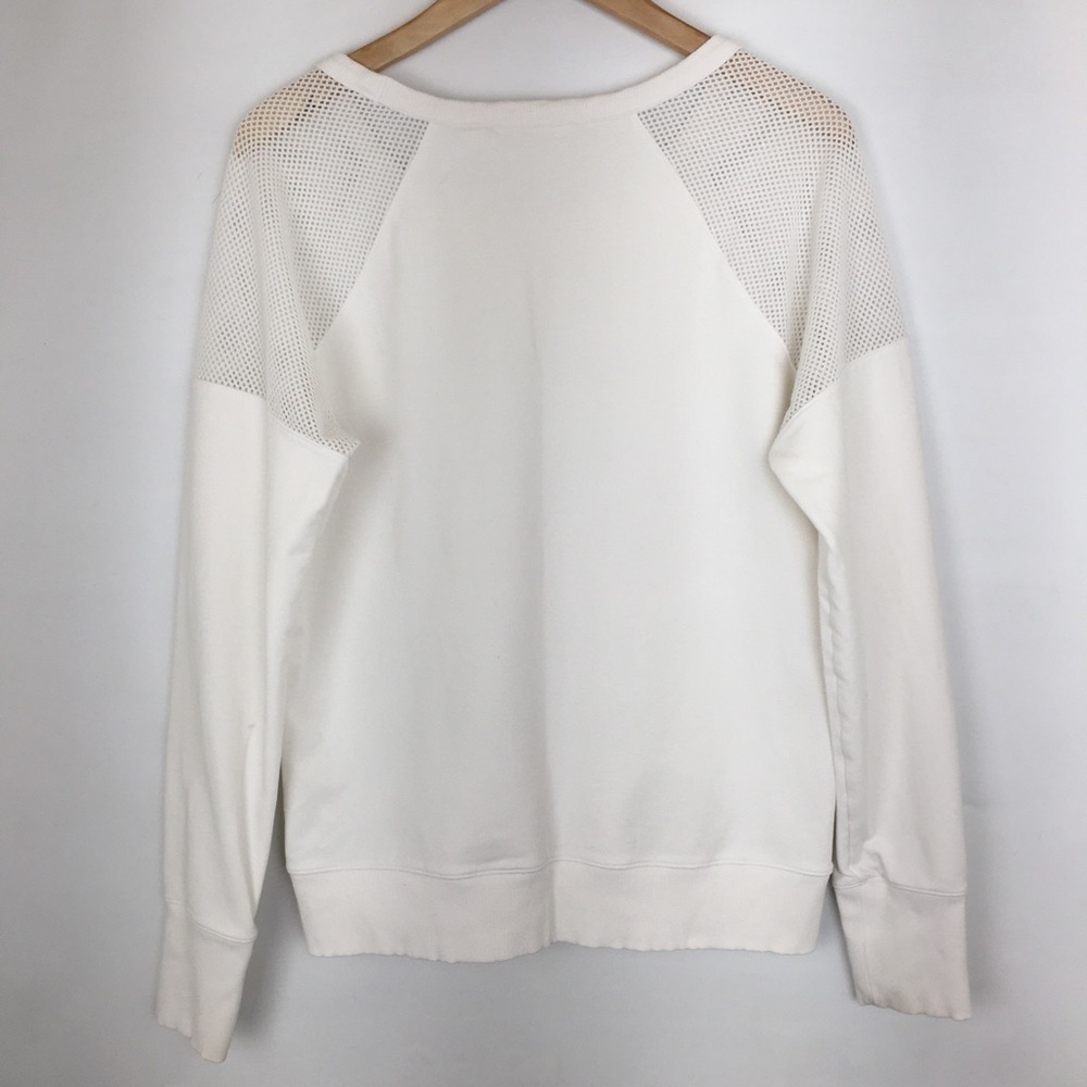 Athleta Citytime Mesh Shoulder Crewneck Sweatshirt Top White Women’s Size Large - Picture 13 of 15